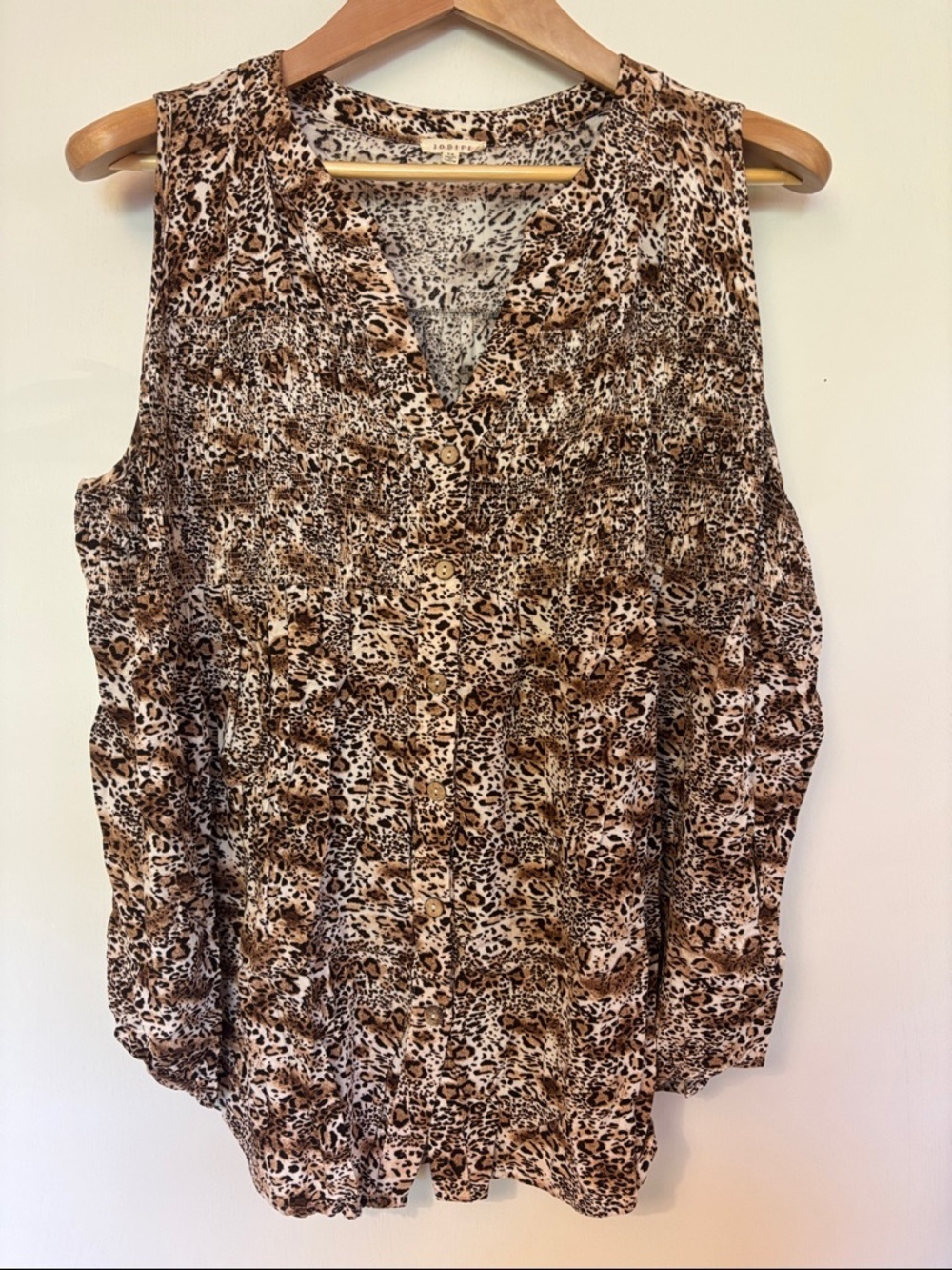 JODIFL Animal Print Button Down Sleeveless Top Size XL Grandma Resort Wild Soft